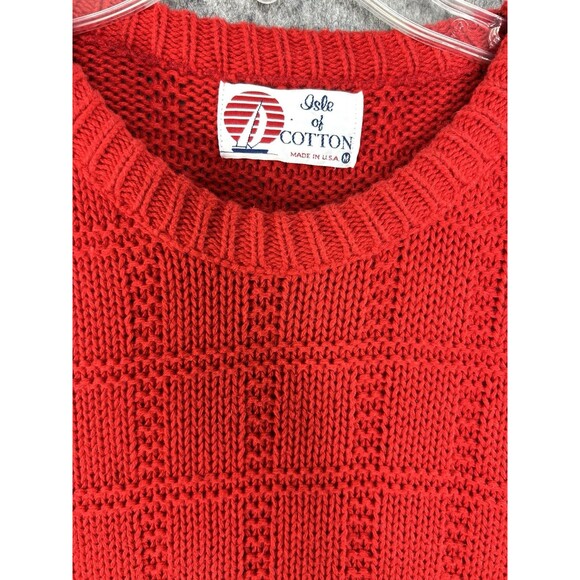 Vintage Isle of Cotton Men’s M Red Knit Sweater Oversized Y2K Made In USA - Picture 8 of 9